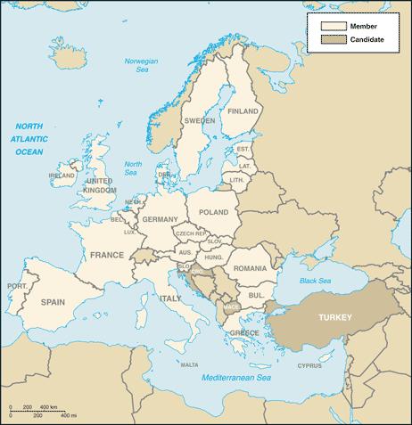 European Union Economic & political union of 27 countries located primarily in