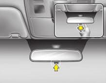 Karakteristike vašeg vozila OGLEDALA Unutrašnje ogledalo(retrovizor) Pre početka vožnje podesite unutrašnje ogledalo tako da možete da vidite sredinu zadnjeg stakla.