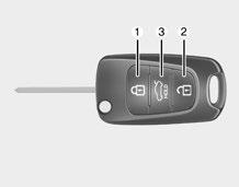 DALJINSKO OTKLJUČAVANJE VOZILA BEZ KLJUČA (Ako je vozilo opremljeno) OVG049004 Funkcije daljinskog otključavanja vozila bez ključa Zaključavanje (1) Sva vrata (i prtljažnik) će biti zaključani kada