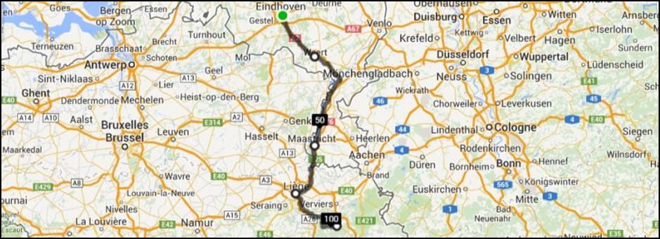 25TH MAY 2014 EINDOVER - SPA 102.3 MILES We leave Eindhoven this morning for our last flat section of the ride.