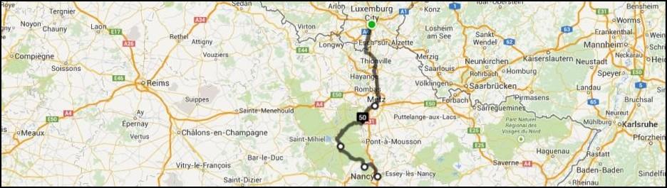 27TH MAY 2014 LUXEMBOURG - NANCY 97.3 MILES We make our way through Luxemburg city together before hitting the open road. It s a relief to know that only the first 9.
