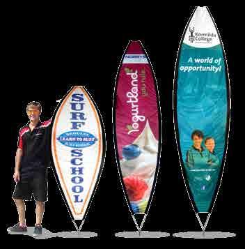 Surf banners can be printed single sided or double sided.