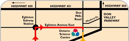 Directions to the Ontario Science Centre How do I get to Camp by Public Transit? Take the Yonge Street subway line to Eglinton station and transfer to the Eglinton East bus #34.