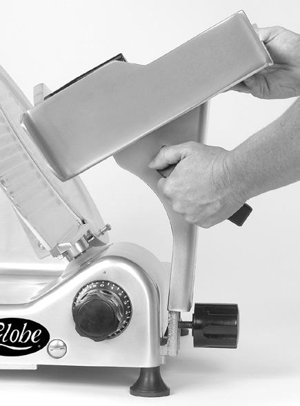 Cleaning SHARP KNIFE BLADE TO AVOID SERIOUS PERSONAL INJURY TO THE SLICER OPERATOR AND CUSTOMERS: BEFORE CLEANING, SHARPENING, SERVICING OR REMOVING ANY PARTS, always turn slicer off, turn the slice