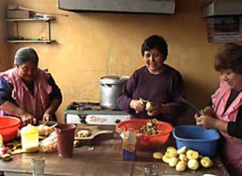 Communal kitchens in Peru cook and provide for 100