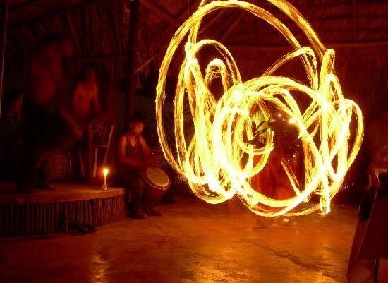 This is a picture of a fire dance performance in Peru.