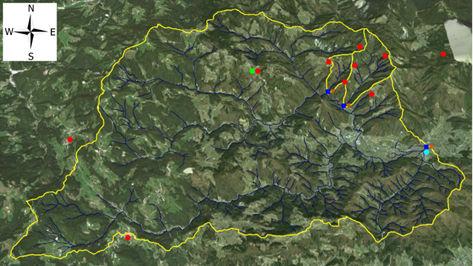 Slika 2: Lokacija eksperimentalnih porečij Kuzlovec ter Mačkov graben na porečju Gradaščice Figure 2: Location of the Kuzlovec and Mačkov graben torrents in Gradaščica River watershed Preglednica 2:
