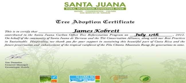 Santa Juana Tree Adoption Manuel Antonio Program for Carbon