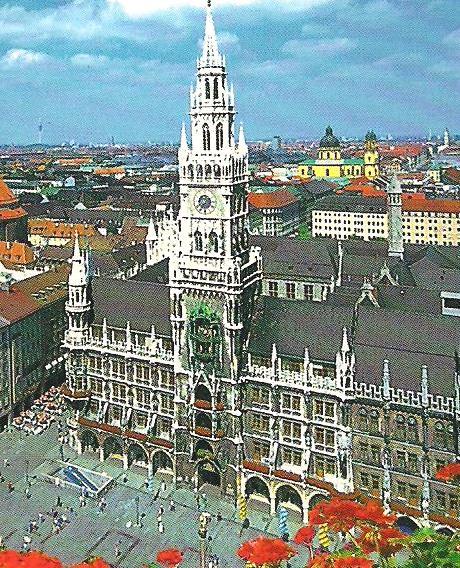 Munich City Hall and Glockenspiel clock Driving East toward Salzburg, Austria, we stopped for the night at
