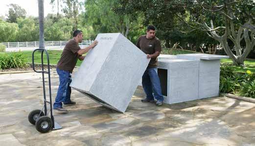 2 KITCHEN BUILDING BLOCKS Construction of your outdoor living space begins by placing pre-fabricated cabinets that will form the foundation of the kitchen, fireplace and other structures you choose.