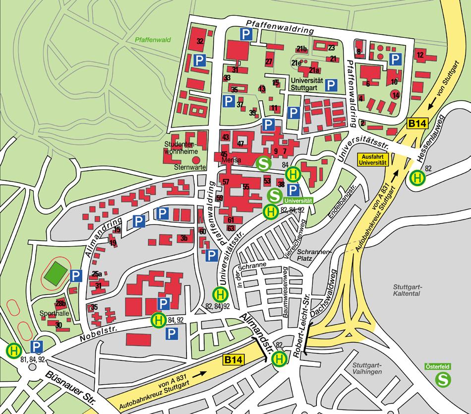 Map of Campus Vaihingen Student dormitories Allmandring Student dormitories Pfaffenhof Student Dormitories Straußäcker Office of