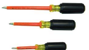 SCREWDRIVERS & NUTDRIVERS insulated phillips or robertson screwdrivers WITH CUSHION GRIP Phillips available in these sizes: #0 X 2 #1 X 3 #2 X 1-1/2 #2 X 4 #2 X 6 #3 X 6 #4 X 8 Robertson available in