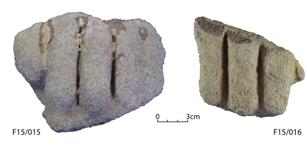 Pl. 3 Fragments of Bes pillars discovered in trench