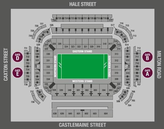 Western Stand Level 5 10 seat box: Halfway - 20m 10 seat box: 20m Tryline 10 seat box: Tryline Ingoal 14 seat suite: 40m - 20m 14 seat suite: 20m - Tryline 18 seat suite: Tryline Western Stand Level