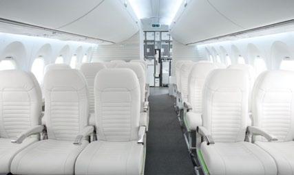 Comfort A higher level of comfort The CSeries aircraft cabin was intentionally designed from inside out to provide space where it matters most to passengers and crew members.