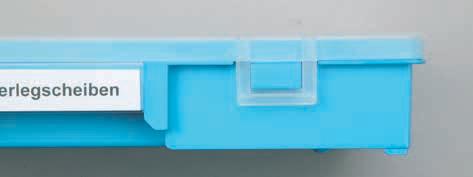 Organised I The lid sits tightly on the compartments Organised II Pocket for label in recessed grip Safe & secure Sturdy latches prevent accidental opening 4 Tip!