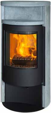 A large, striking woodburning stove, which with its appearance makes a