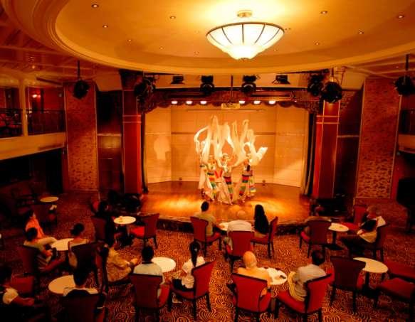 TANG THEATER Duplex theatre with bar served with drinks around the world Safety drills on Day 1 Documentary films Tea appreciation demo Lectures and discussions Performance and crew show