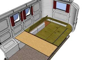 Remove the bed board from the left hand seat locker and place it on the support rails between the seat