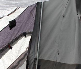 zip and extended to the entire width of the awning, which attaches the top of the awning to the top of the OPUS tent.