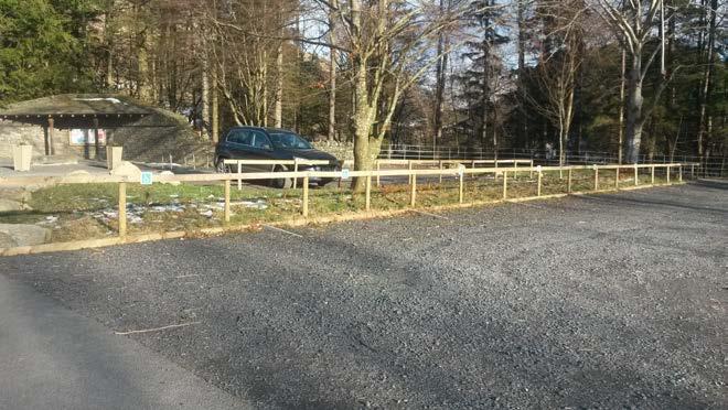 The disabled parking bays in the main car park. Blue Badges must be displayed in disabled parking spaces. Parking is free to National Trust members and to vehicles displaying a blue badge.