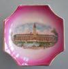 Lot # 82 - Small China Dish with 8 rounded sides and a multicolor picture of the "Palace of Manufacturing" in the center. Above the picture is "World's Fair St. Louis Mo. 1904".