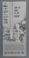 "How to see the New York World's Fair Quickly Comfortably Completely 1965". As stated on the back cover, this folder shows "Routes Transportation and tours within the fair grounds" "Go Greyhound.