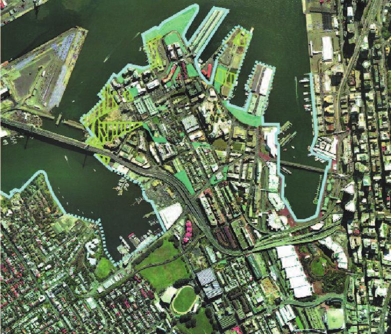 OVERVIEW OF PARKS, GARDENS, OPEN SPACE, AND FORESHORE BOARDWALK IN ULTIMO + PYRMONT.