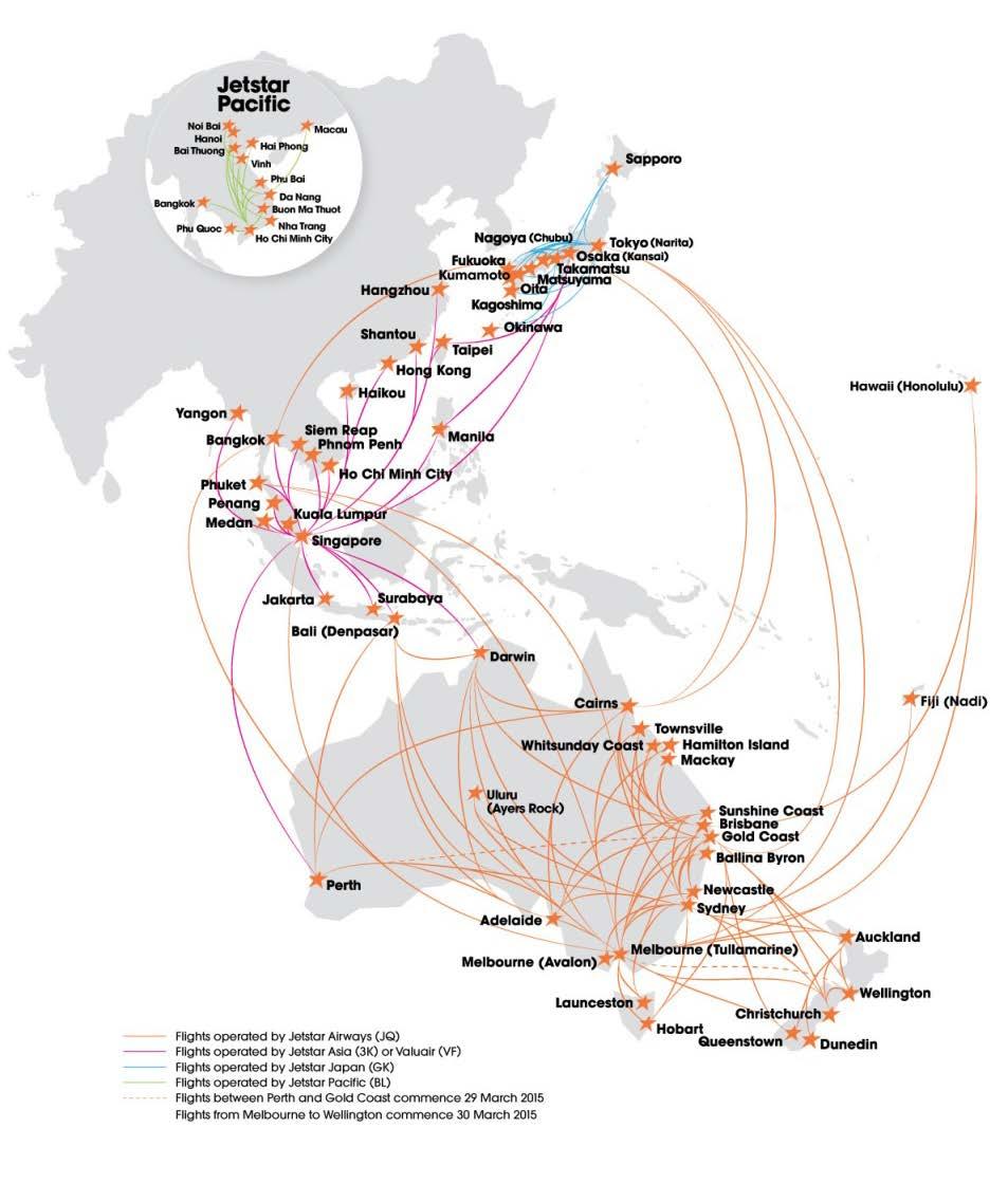 4 24.5% Jetstar Pacific (Vietnam) 5 30% 2008 8xA320s 3 Route Map as at 31 December 2014 1. Including Jetstar Asia, Jetstar Pacific and Jetstar Japan. 2. As at 31 December 2014.