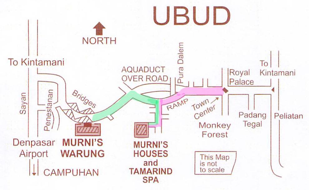Murni s Houses: 5 minutes walk from the town center or Murni s Warung.