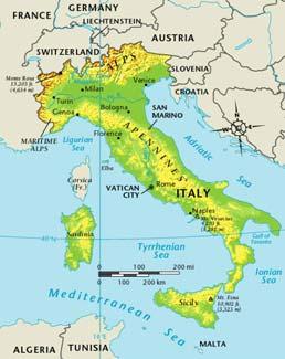 Chapter 17, Section 2 People and Environment The Apennine Mountains, a young mountain range that experiences seismic activity, runs the length of Italy. Italy has a Mediterranean climate.