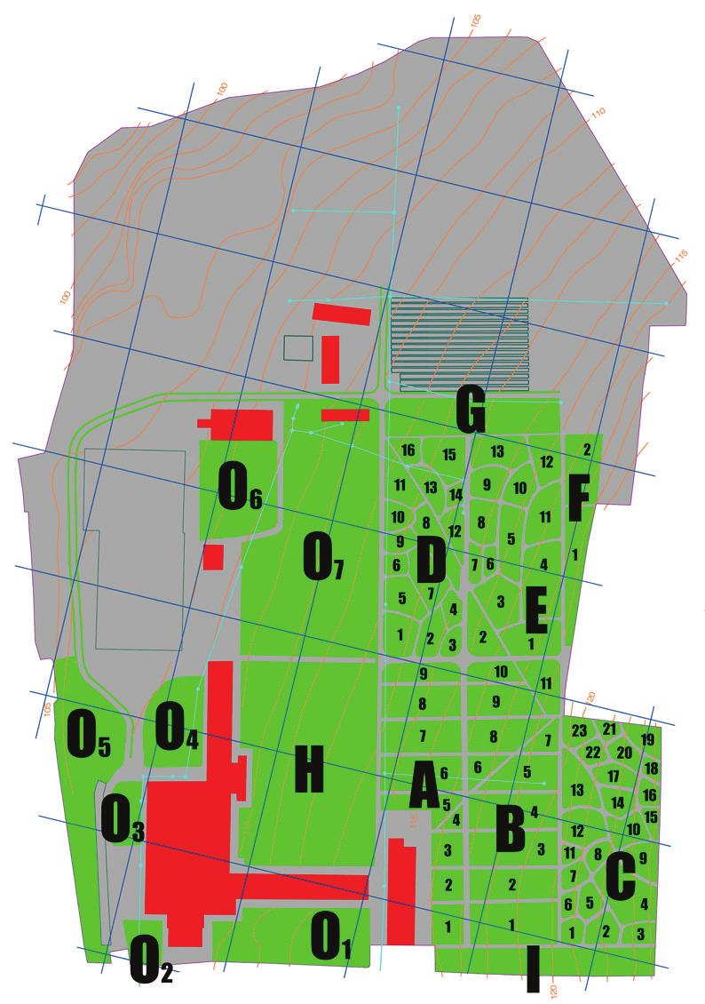 Карта 1. Распоред поља и парцела у арборетуму садашње стање Map 1. Layout of fields and plots in the Arboretum the present state Табела 1.