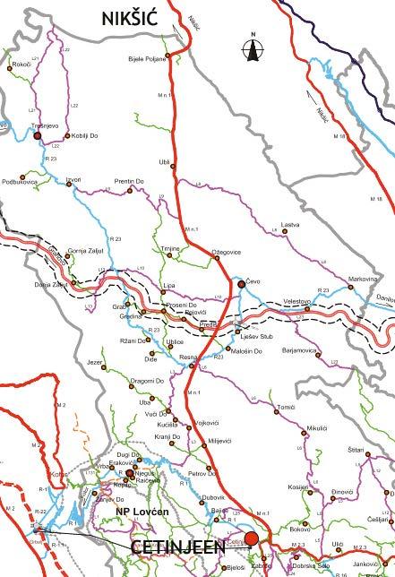 jpg Opis mjere: Preko područja Prijestonice Cetinje proteže se trasa planiranog magistralnog puta Cetinje Nikšić (planska oznaka Mn.1) koji je predviđen Prostornim planom Crne Gore.