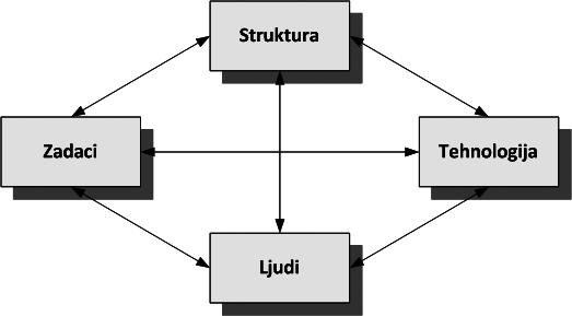 Organizaciona struktura se prilagođava datim okolnostima i donetim odlukama. Daje se šema organizacione strukture: Šema 3.