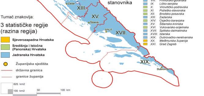 U studiji je predloženo da se Hrvatska podijeli na tri statističke regije na NUTS razini 2: Sjeverozapadna Hrvatska, Istočna Središnja Hrvatska