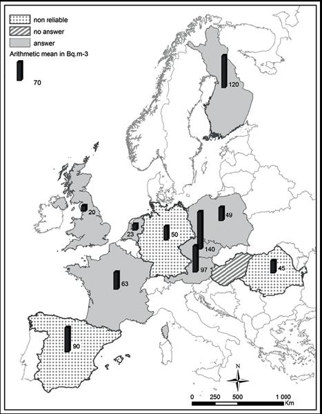 Mapas temáticos de radón Dubois G. (2005). An overview of radon surveys in Europe.