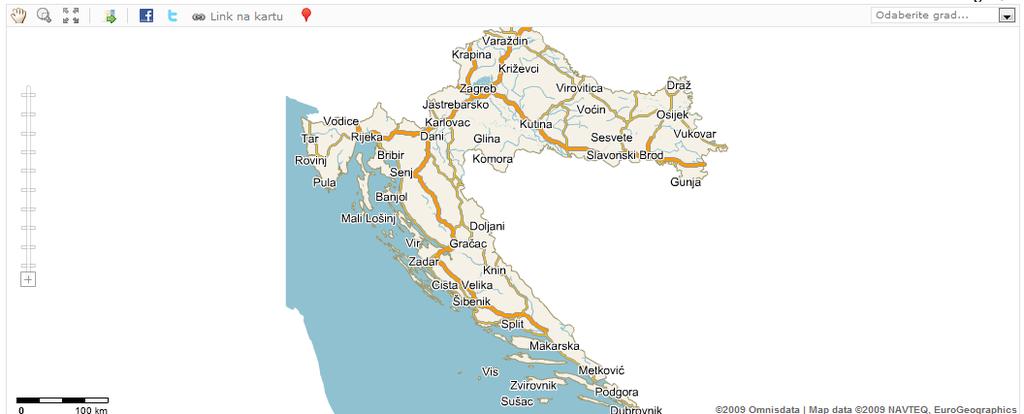 3.2. Interaktivna karta Hrvatske Na internetskoj stranici http://www.karte.hr/ nalazi se interaktivna karta Hrvatske. Karte.