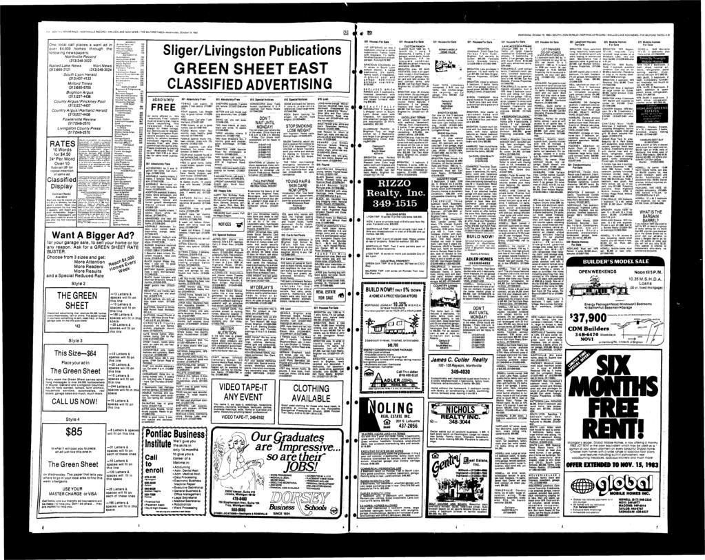 sou:" LVON HERALD-NOHTHVLLE RECORD-WALL ED LAKE-NOV NEWS-THE MLFORD TlMES-WeanebOay, OeioDen9, 1983 One local call places a want ad in over 64,000 homes through the following newspapers: Northville