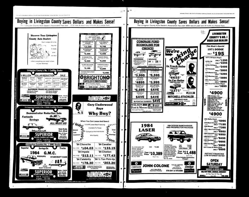 Wednesday, October 19,1983-SOUTH LYON HERALD-NORTHVLLE RECORD-WALLED LAKE-NOVi NEWS-THE MLFORD TMES-13-B U'-B-SOUTHLYON HERALD-NORTHVLLE HECORD-WALLED LAKE-NOV NEWS-THE MlLfORD TMES-Wednt'bday.