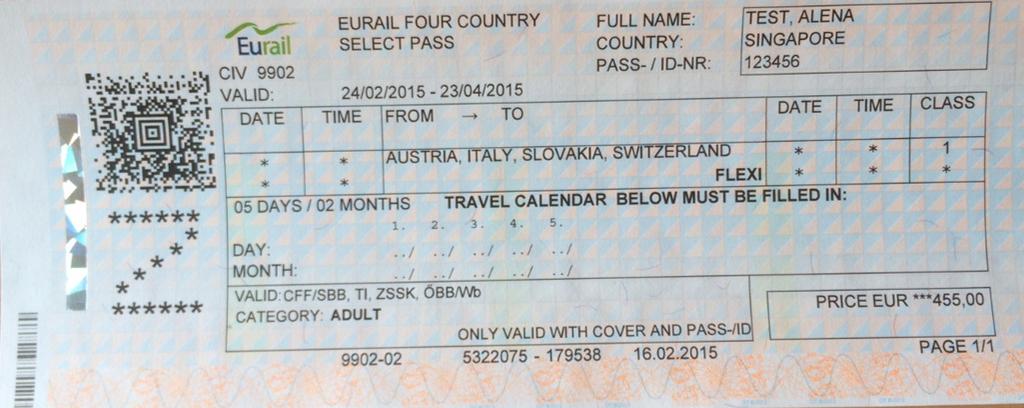 Železničná spoločnosť Slovensko, a.s. Strana 21 z 25 Eurail Four Country Select Pass 10.3 European Eastpass (EEP) Oprávnenie dospelý, deti od 4. do 12.