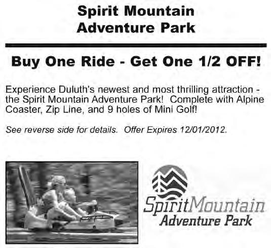 Spirit Mountain Adventure Park buy one ride get one