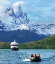 A highlight of the channel is the cruise through the grand Glacier Alley, a wonderland of hanging and tidewater glaciers, swaths of ice flowing from the mountains of the Darwin Cordillera.