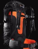 The Padded Back carrying system shows itself off to its best advantage with light loads in alpine conditions with the necessary stability from its ergonomically shaped aluminium rod on the back