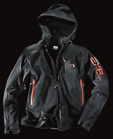 Two-way adjustable hood with reinforced brim Pit zips for increased ventilation Front pockets with coloured, water repellent thermo fusion zips