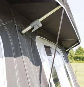 This awning has all the features of our awnings but also comes with a protective canopy, exterior roll back blinds on all windows, a washable base panel and a storm