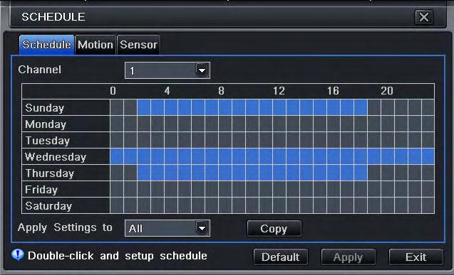 4.2 DVR načini snimanja Prije snimanja korisnik mora instalirati I formatirati HDD te postaviti sve parameter snimanja. Postoje 4 načina snimanja. 4.2.1 STALNO SNIMANJE (Manual Recording) Pritiskom tipke REC na prednjoj ploči pokrećemo stalno snimanje.