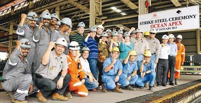 around the yards West Rigel Strikes Steel Jurong Shipyard, together with Seadrill Management and its subsidiary North Atlantic Drilling, marked the first steel cut of West Rigel with a strike-steel