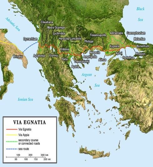 This favourable geographical position is reflected from antiquity. This is demonstrated by the existence of the traces of the road Egnatia. Fig.1.