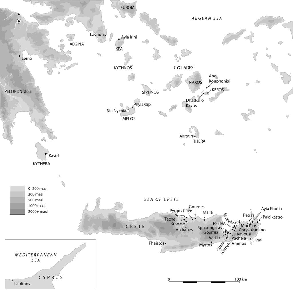 2013] a problem in eastern mediterranean chronology, then and now 531 Fig. 3. Map of the Aegean, with toponyms mentioned by Brogan (drawing by R. Robertson).