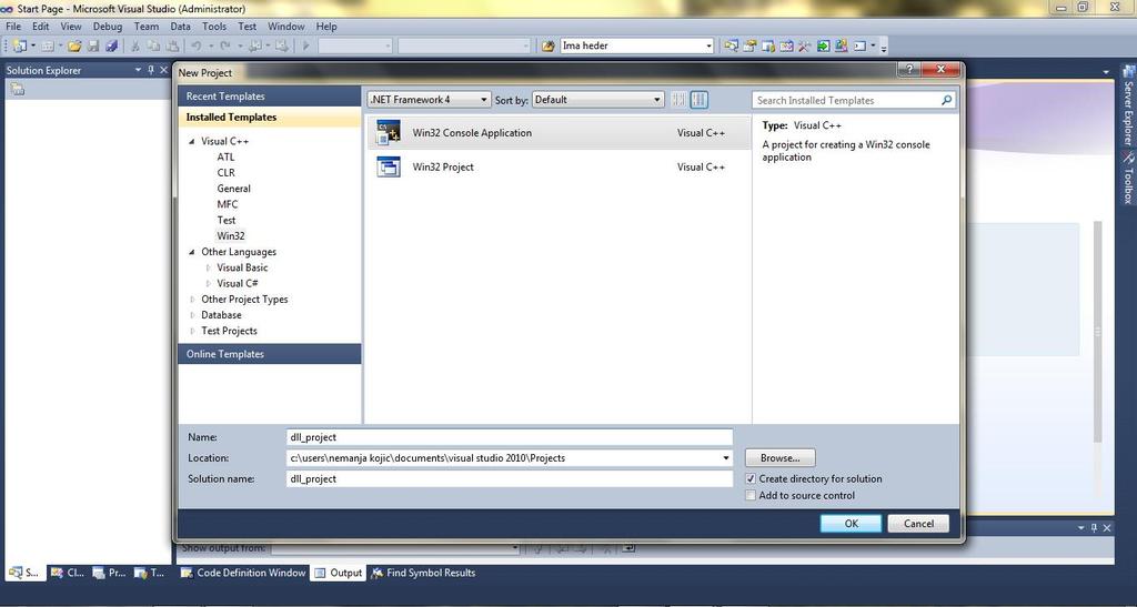 Korak 1 Otvoriti okruženje Visual Studio 2010/2012 i izborom opcije File/New Project započeti